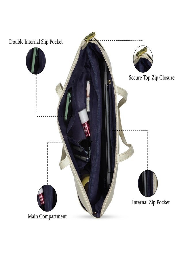 كابريس حقيبة حمل كبيرة من كابريس باتريشيا للنساء، متوافقة مع أجهزة الكمبيوتر المحمولة مقاس 14 بوصة | أنيقة ومتينة وواسعة مع جيوب متعددة وجيب خلفي بسحاب للعمل والسفر والاستخدام اليومي (بيج داكن) - Image 4